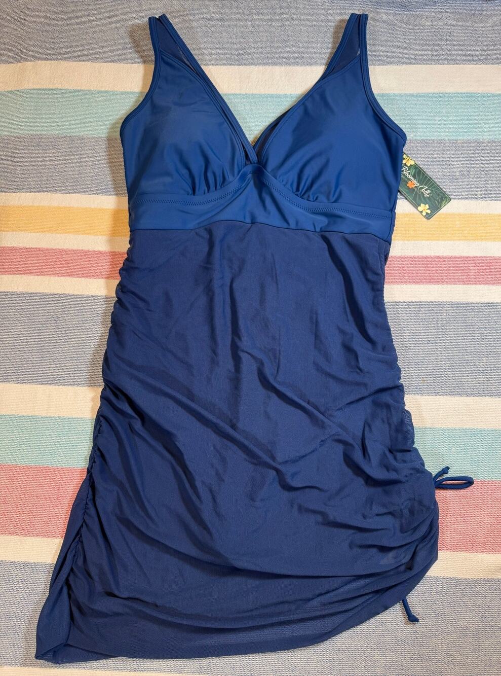 Blooming Jelly Swimdress Sz M NWT Navy Blue Ruched One Piece Modest